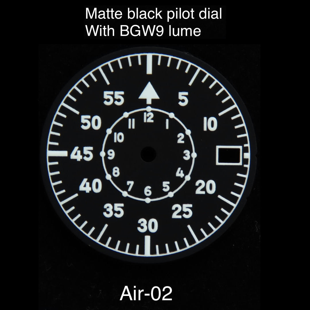 Matte black pilot dial