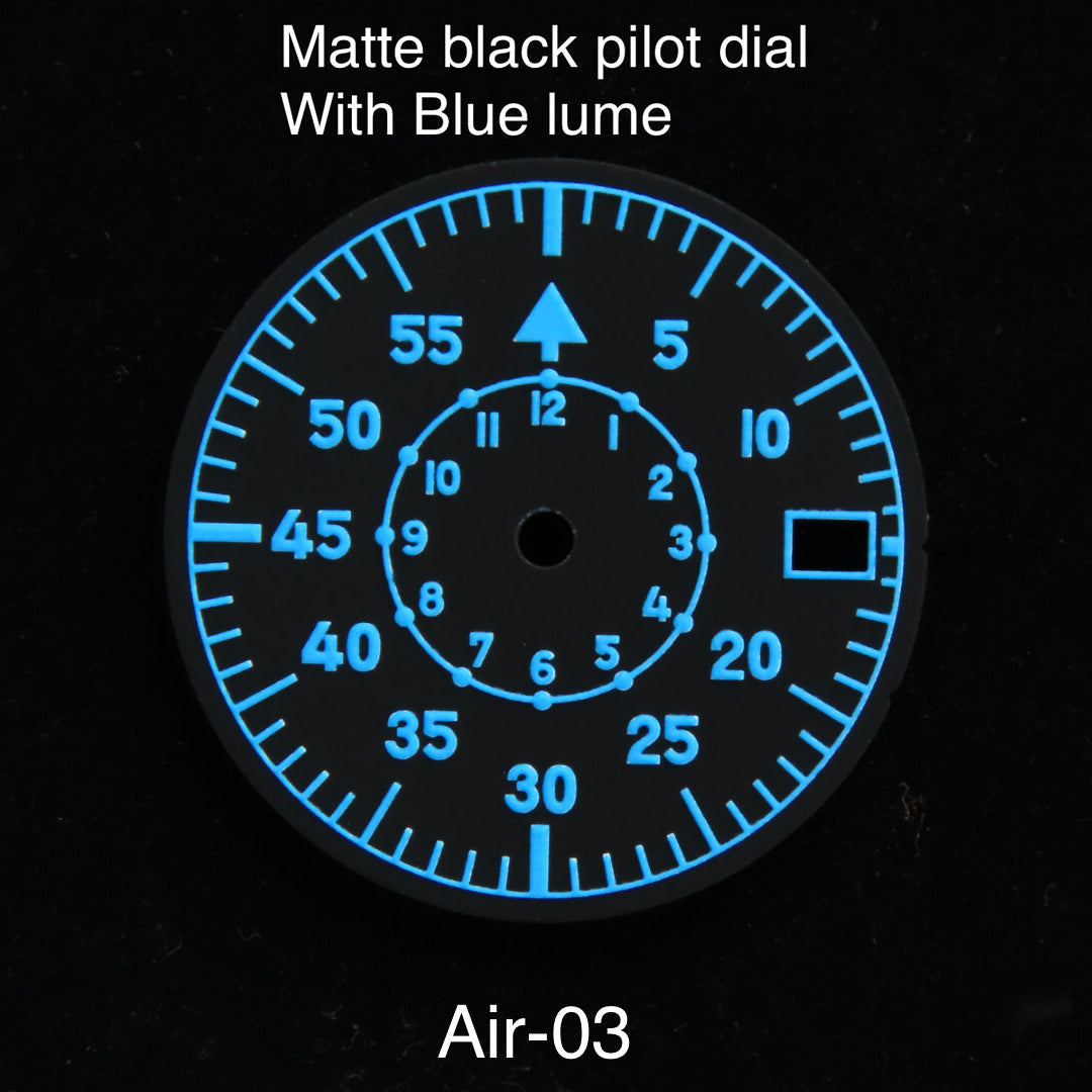 Matte black pilot dial