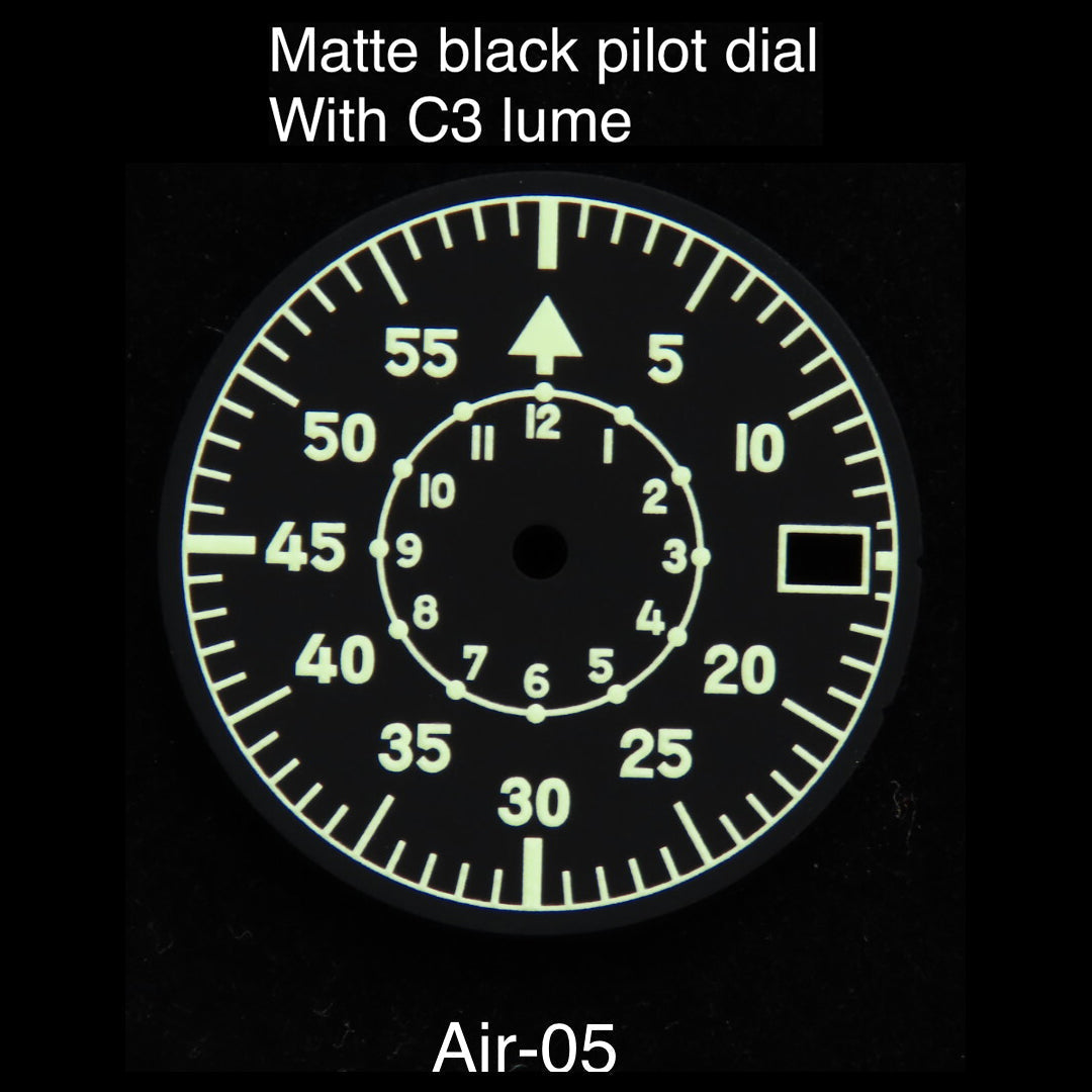 Matte black pilot dial