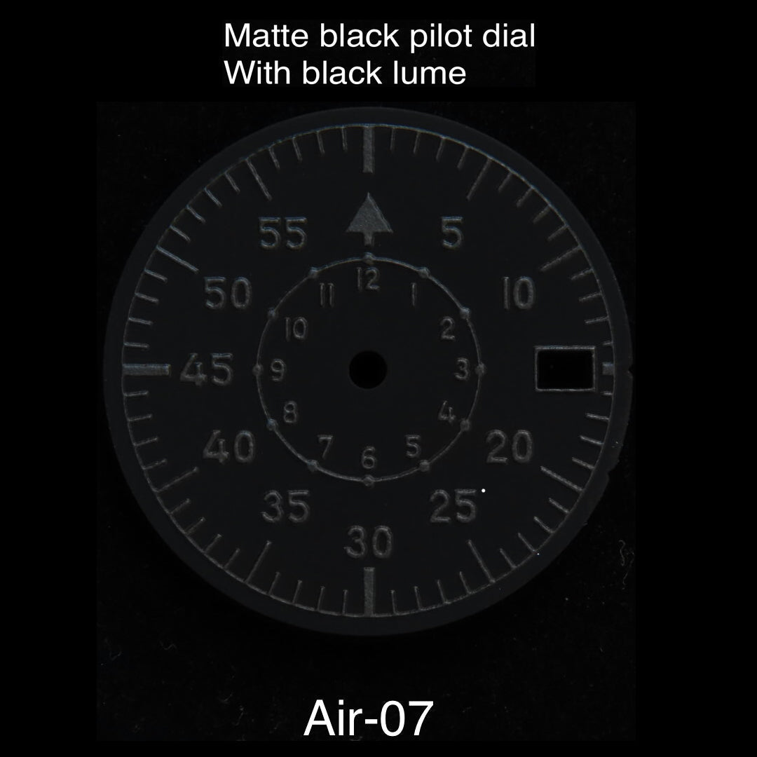 Matte black pilot dial