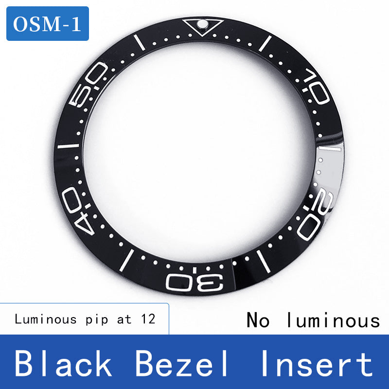 Sloped ceramic bezel insert 38*30.6mm Luminous pip at 12