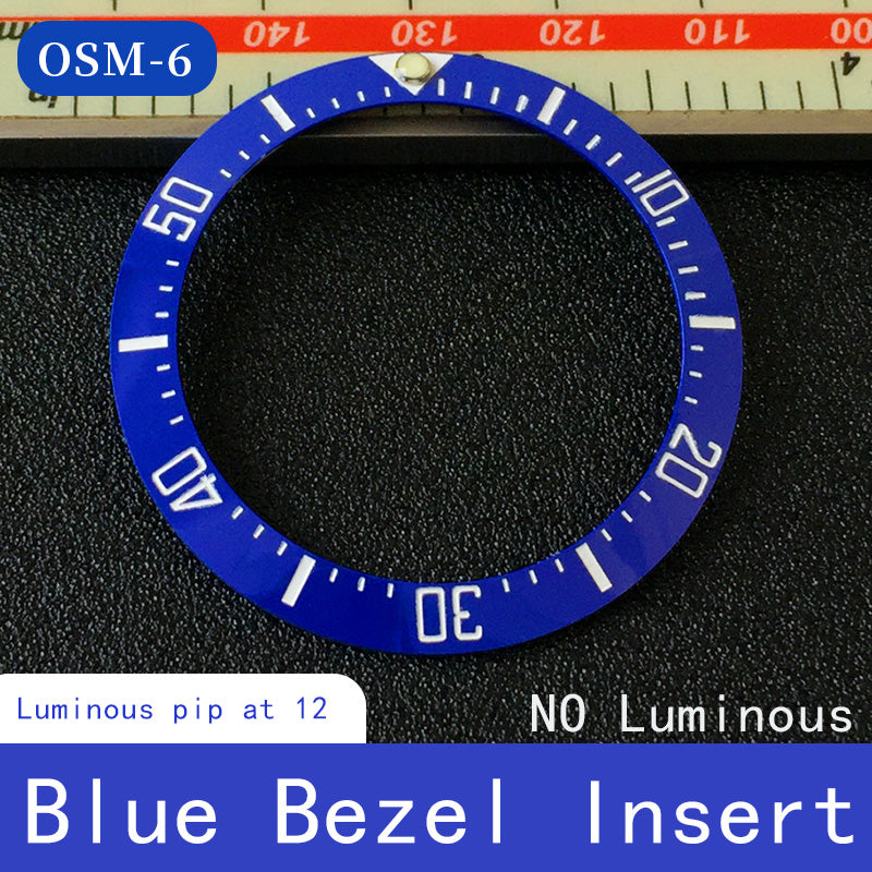 Sloped ceramic bezel insert 38*30.6mm Luminous pip at 12