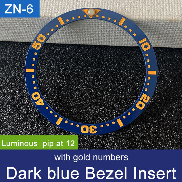 Sloped ceramic bezel insert 38*31.5mm Luminous pip at 12